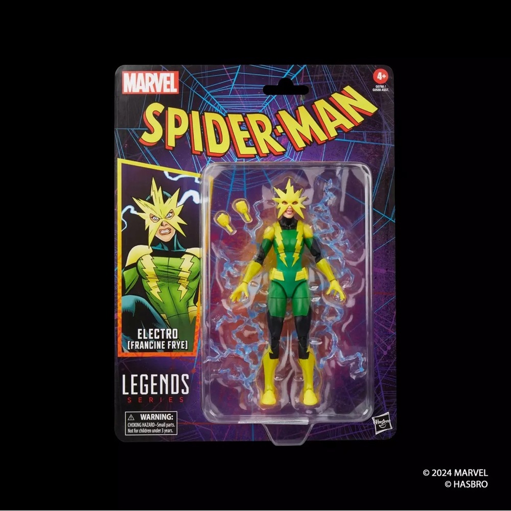Rare Hasbro Marvel Legends SpiderMan Retro Cardback Electro Francine Frye - New.